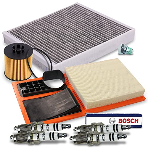 BESTPRICE Inspektionspaket Filterset 1x Luftfilter, 1x Innenraumfilter (Pollenfilter), 4x Zündkerze FR7HC+, Kompatibel mit SEAT IBIZA (6J5, 6P1)(6J1, 6P5), SKODA FABIA 2 (542)(545), ROOMSTER (5J7)