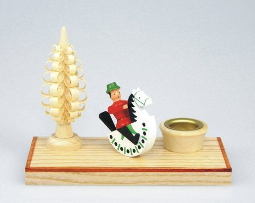 Rudolphs Schatzkiste Kerzenhalter mit Reiterlein und Baum Natur BxT 9,5 x 4,5 cm NEU Kerze Kerzenlicht Teelicht Weihnachten Kerzenschmuck Tischschmuck Holzschmuck Holz Seiffen Erzgebirge Dekor