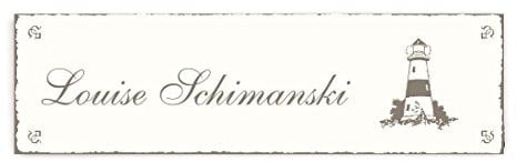 Selbstklebendes Türschild « LEUCHTTURM 02 » Schild mit persönlichem Wunschnamen Name - Klingelschild - Maritim Nordsee Ostsee Kapitän Küste