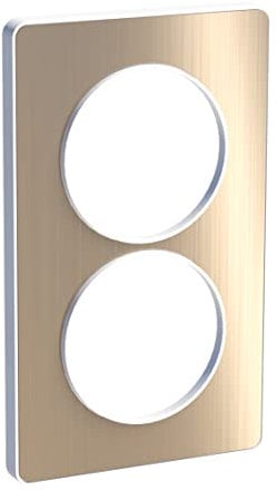 Schneider Electric - Odace Touch, plaque Bronze brossé avec liseré Blanc 2 postes verticaux 57mm - S520814L