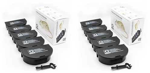 Köder-Discount 10 Mäuseköderboxen Köderbox Maus schwarz Köderstation für Mäusegift Mäuseköder - effektiv - extrem sicher - zuverlässig - einfach zu bedienen