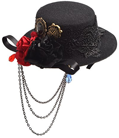 BLESSUME Steampunk Frauen Getriebe Mini Hut Gotisch Zylinder Haarspange (E)