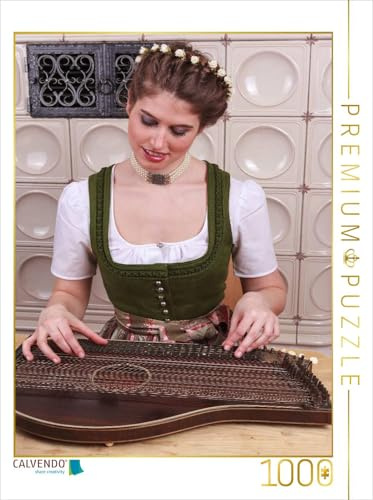 CALVENDO Puzzle Frau mit Zither | 1000 Teile Lege-Größe 48 x 64 cm Foto-Puzzle für glückliche Stunden