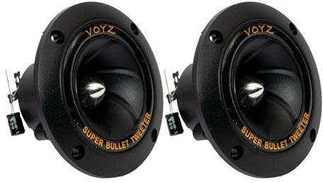VOYZ Audio 3,5 Zoll 400W Super Bullet Hochtöner für Auto Audio, Ultradünne 4-8 Ohm Titan Hochtöner Lautsprecher, einfache Montage Paar (2 Stück) - Modell PET-1919
