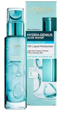 L'Oreal Paris Moisturising Cream Hydra Genius Aloe Water Dry Skin 70ml | Lightweight Formula With Hyaluronic Acid, Intense Liquid Hydration For Glowing Skin, Specifically designed for Dry Skin