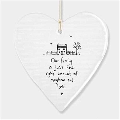 East Of India Hanging Heart Gift Our family is mayhem and love