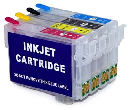 Patronenprofis 4 wiederbefüllbare Tintenpatronen mit Auto-Reset-Chips T18 XL Black, Cyan, Magenta, Yellow kompatibel mit Epson T1811, T1812, T1813, T1814