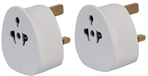 EUROPEAN TO UK TRAVEL ADAPTER, 2 TO 3 PIN TRAVEL PLUG/ADOPTER 3 PIN ADAPTOR PACK OF 2