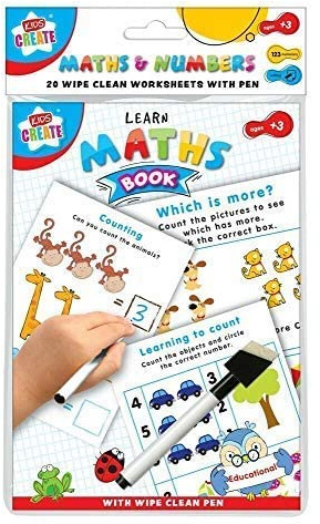 Maths & Numbers Book 20 Wipe-Clean Learning Worksheets with Pen