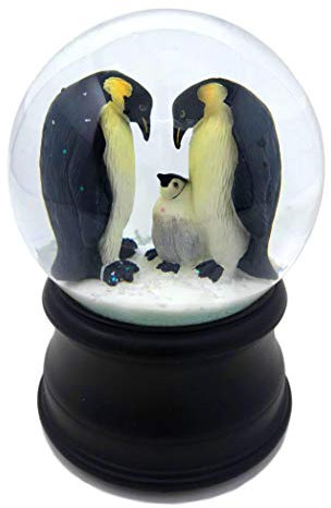 The San Francisco Music Box Company Pinguin mit Küken Schneekugel