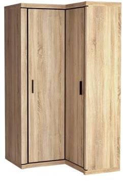 Mirjan24 Eckkleiderschrank Mannar M-21, Eckschrank mit Kleiderstange, Garderobenschrank, Schrank für Diele & Flur, Drehtürenschrank, Kleiderschrank, Farbauswahl (Sonoma)