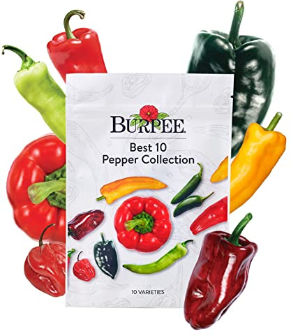 Burpee Best Collection | 10 Packets of Non-GMO Fresh Mix of Hot Pepper & Sweet Varieties | Jalapeno, Bell Pepper Seeds & More, Seeds for Planting