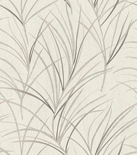 Rasch Tapeten 540642 aus der Kollektion #ROCKNROLLE – Vliestapete in Creme mit Gräsern in Taupe und Braun – 10,05m x 53cm (L x B)