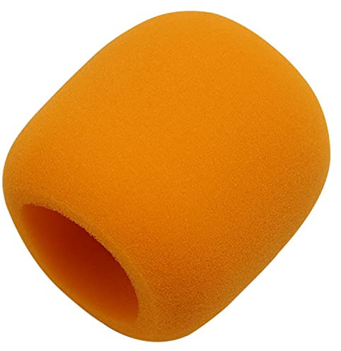 Fielect 1 x Schaumstoff-Mikrofon-Abdeckung, dick, Ball-Form, für Handmikrofon, Windschutzscheibe, Schutz, Orange für KTV Rundfunk