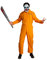 Maskworld Killer Häftling Kostüm mit orangem Overall & Killer-Clown-Maske - Größe: M - Halloween Karneval & Motto-Party