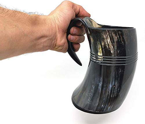 NAUTICAL GIFT Premium Horn Becher | Wikinger Becher Bierkrug | Trinkhorn Becher Authentischer Wikinger Trinkbecher (1)
