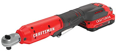 CRAFTSMAN V20 Cordless Ratchet Wrench Kit, 3/8 inch Drive, 300 RPM, up to 35 ft-lbs of Torque, Battery and Charger Included (CMCF930D1)