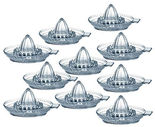 Luminarc 15329 Lot de 10 presse-agrumes en verre trempé 13,5 cm avec bac récupérateur / presse-agrumes / CreaTable