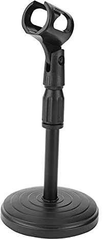 WNSC Adjustable Microphone Stand, 25-35cm Height, Black, Industrial Style, Steel & Plastic, Desktop Mic Holder