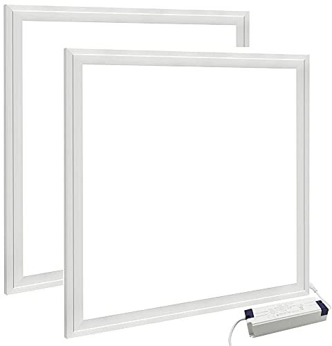 2X 48W Suspended Recessed Square Bright LED Office Ceiling Panel Down Light 600 x 600 mm 6500k Cool White Daylight
