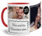 Foto-Tasse selbst gestalten mit Text & Collage für 2 Fotos - Geschenk für Familie, Freunde, Geburtstag, Weihnachten - Keramik Innen & Henkel Rot, 300 ml I Personalisiert