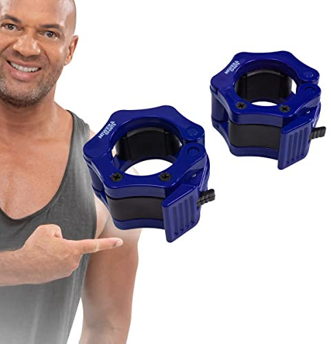 Miweba Sports Schnellverschlüsse für Olympia Langhantel 50/51 mm - Hantel - Hanteln - Langhanteln - Hantelverschlüsse - Schnellverschluss für Hantelstange - Hantelklemmen - Universal (Blau)