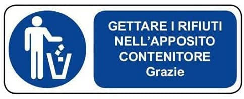 NEW CARTELLO SEGNALETICO UNI - Gettare i rifiuti nell'apposito contenitore - Adesivo Extra Resistente, Pannello in Forex, Pannello In Alluminio (PANNELLO IN ALLUMINIO 30X12 cm)