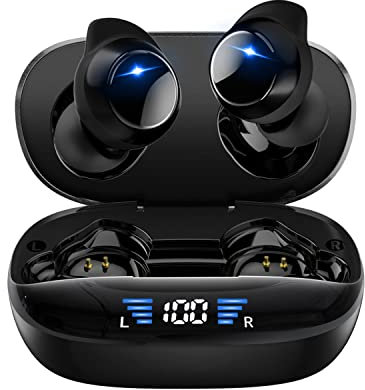 True Wireless Earbuds Bluetooth 5.3 Ear buds for iPhone Android TWS Waterproof IPX7 Earbuds in Ear Headphones for Sports Workout Running Gym Wireless Bluetooth Deep Bass Earphones with Microphone