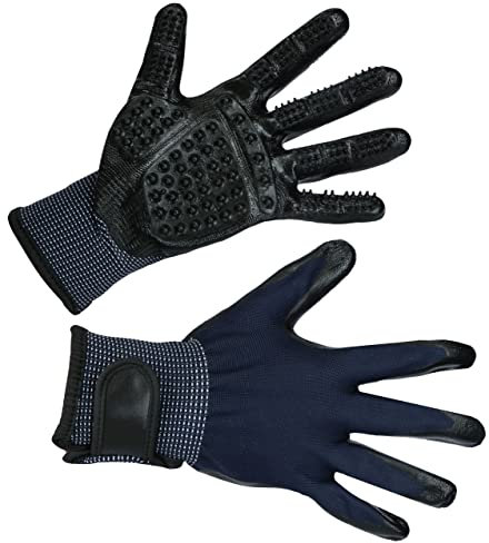 Kerbl Pet Putz-und Massagehandschuh schwarz/blau, One Size