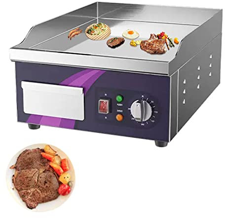 Piastra per Barbecue Elettrica Griglia Elettrica Professionale in Ghisa Bistecchiera Elettrica Professionale, Alloggiamento in Acciaio Inox, con Temperatura Regolabile per Casa Ristorante,360d