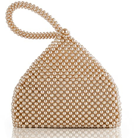 BABEYOND Perlen-Clutch, Handtasche, Abendtaschen für Damen, elegante Dreieck-Tasche für Hochzeit, Braut, Party, Abschlussball, Einheitsgröße