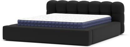 Siblo Bett 140x200 cm - Modern Polsterbett - Doppelbett mit Bettkasten und Lattenros - Zelda Kollektion - Robust Bett mit Stauraum - Bettgestell aus Holz - Schwarz