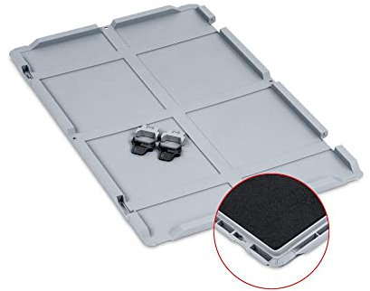 SuperSparSet 10x Scharnierdeckel Set Eurobox NextGen mit Schaumstoff und 2 schwarze Schiebeschnappverschlüsse | BxT 40x60cm | Eurobehälter, Transportbox, Transportbehälter, Stapelbehälter