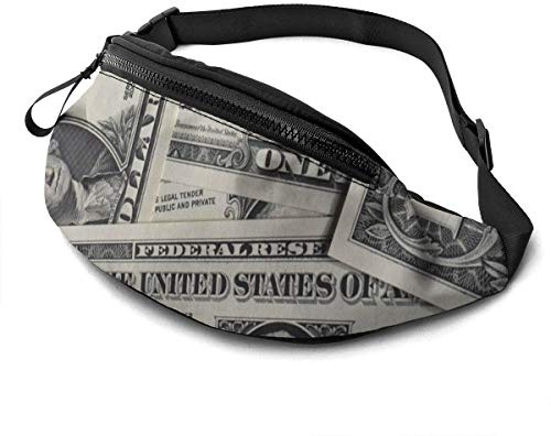 Sac Banane pour Homme Femme, Billets de Banque d'un Dollar, Ceinture réglable Poitrine pour Voyage, randonnée, Cyclisme, Course à Pied
