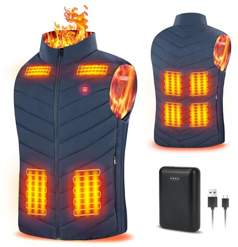 Rrtizan Gilet Chauffant Hommes et Femmes avec 10000mah Batterie, Gilet électrique USB avec 9 Feuilles de Fhaleur, Veste Thermique Chauffante électrique en Polaire sans Manches, Lavable, 807-L