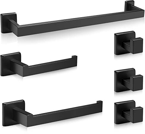 Boonny Handtuchhalter & Stangen, 6 Stück Badehandtuchhalter, 60cm Handtuchhalter Toilettenpapierhalter, Hochwertiger Edelstahl SUS304 Badezimmer Zubehör Set