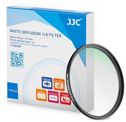 JJC 77mm White Diffusion 1/4 Filter Soft Glow Diffuser Lens Filter, Mist Dreamy Cinematic Effect Camera Filter for Portrait/Ambient/Video/Vlog Photography