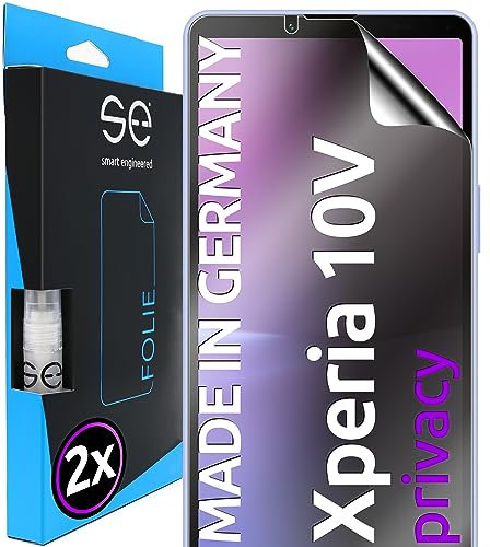2x se® 3D SCHUTZFOLIE Privacy für Sony Xperia 10V,Blickschutz, 100% Fingerabdruck & FaceID kompatibel, einfache blasenfreie Installation, Ultra-Klar, Stoß-Kratzfest, aus Deutschland