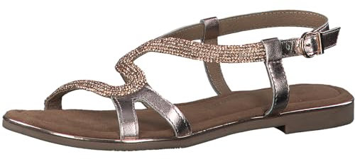 MARCO TOZZI Damen Sandalen mit Absatz Glitzer aus Leder, Mehrfarbig (Rose Met Comb), 42 EU