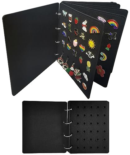 Livre d'organisation pour bijoux Tableau collection broches Sac rangement pour boucles d'oreilles colliers et bagues 120 emplacements Porte-boucles d'oreilles voyage portatif 10.2X8.4inch (Noire)