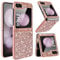 Coque de protection à rabat Z Flip 5 pour Samsung Galaxy Z Flip 5 - Paillettes scintillantes - Anti-chocs - Anti-rayures à 360 ° - Ultra fine - Galaxy Z Flip 5 5G - Or rose