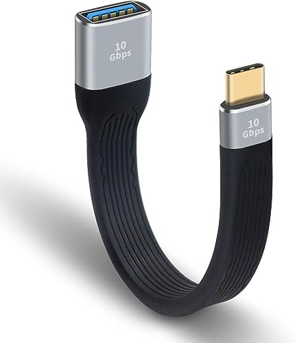Critin USB C Male to USB A Female Adapter Cable, 10Gbps USB-C to USB 3.0 Adapter Charger Flexible Flat Short Cable with OTG Compatible with iPhone, Samsung Galaxy, MacBook