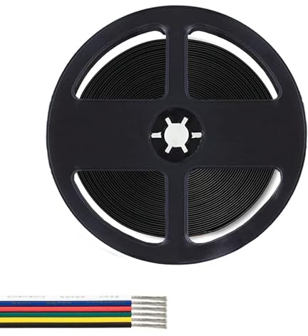 KAITOK 6Pin RGBWW Wire Extension Cable, 12V RGB+CCT Led Lights Wires Strip Kit Extend Wire for 5050 LED RGBW Strip 6 Colors (10m)