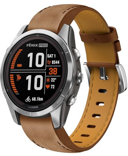 Fenix 7S Bracelet Cuir, 20mm Bande Cuir Bracelet pour Garmin Fenix 7S Solar, Fenix 7S, Fenix 7S Sapphire Solar, Fenix 6S Pro, Fenix 6S, Fenix 5S, Fenix 5S Plus, Descent MK 2S, Instinct 2S/D2 Delta S
