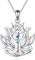 YAFEINI Lotus Halskette für Damen 925 Sterling Silber 7 Chakra Anhänger Kette Chakra Heilstein Energiebalance Yoga Schmuck Geschenke für Mädchen Mütter (Yoga Kette)