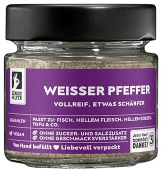 Bremer Gewürzhandel weißer Pfeffer, gemahlen, intensive Schärfe, Gewürzklassiker ideal zum Kochen, 50g im Glas