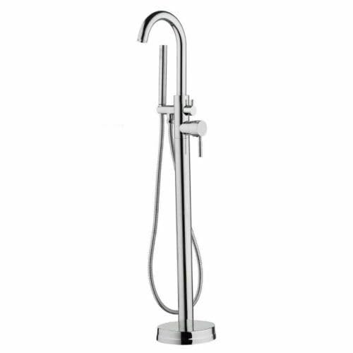 LANNADD Freistehende Wannenbatterie, Standarmatur Wannenarmatur Handbrause Badewannenarmaturen, Zeitgenössisch Boden Stehend Mixer Geeignet für Einzelpersonen Wohnungen und Hotels - Silver