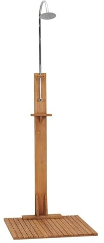 ARKEM Doccia da Giardino 75x75x210 cm in Legno Massello di Teak,Doccia da Giardino,con Pedana e Soffione, Rustico - Doccia da Esterno, per Piscina, Campeggio
