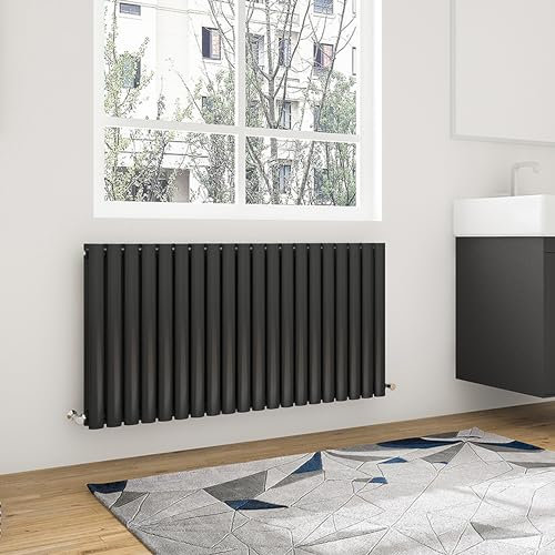 Biubiubath Oval Black Single Modern Central Heating Radiator Designer 600x1003mm Radiator