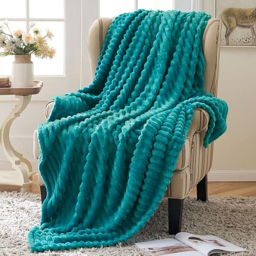 MIULEE Kuscheldecke Flauschig Decke Fleecedecke Flanell Einfarbig Wohndecken Couchdecke Flauschig Überwurf Mikrofaser Tagesdecke Sofadecke Blanket Für Schlafzimmer 60x80Inch 150x200cm Blau Grün